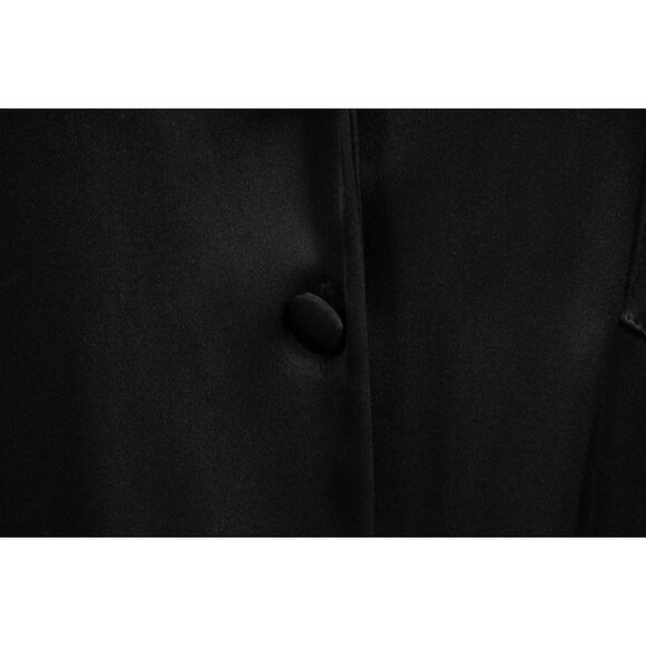 Nanushka Womens Jumpsuit Large Navy Blue Tech Satin Romper Wide Leg Pocket - Picture 10 of 16